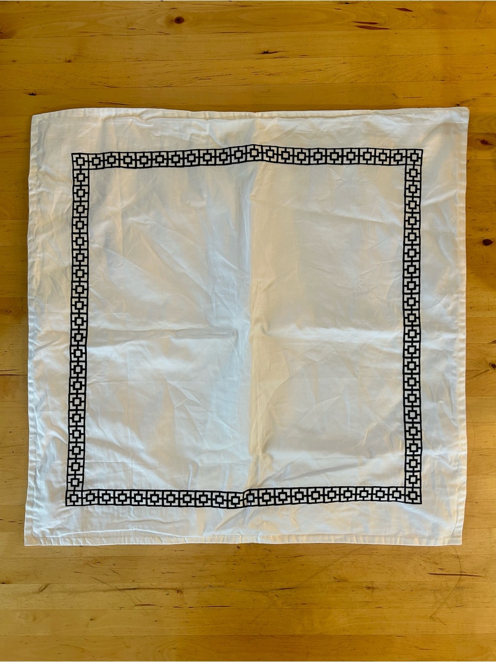Trina Turk Residential White Euro Sham Black Geo Greek Key Border 100% Cotton